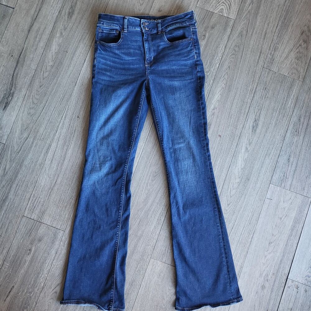 American Eagle Artist Flare Jeans Women’s 12L Dark Wash High Rise Stretch